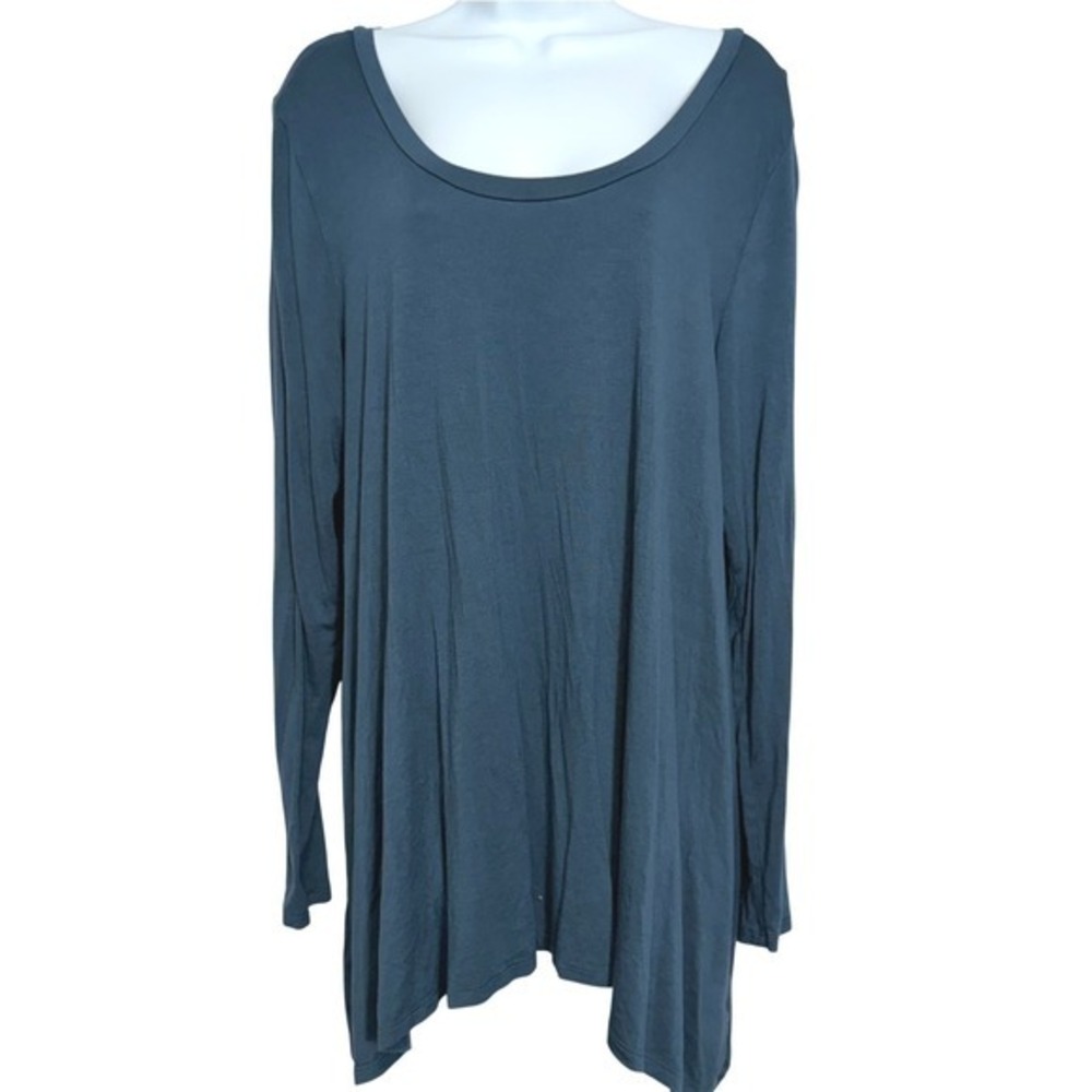Torrid Super Soft Blouse Top Womens 2X Blue Knit Lace Feminine Shark Bite Hem - Picture 5 of 9